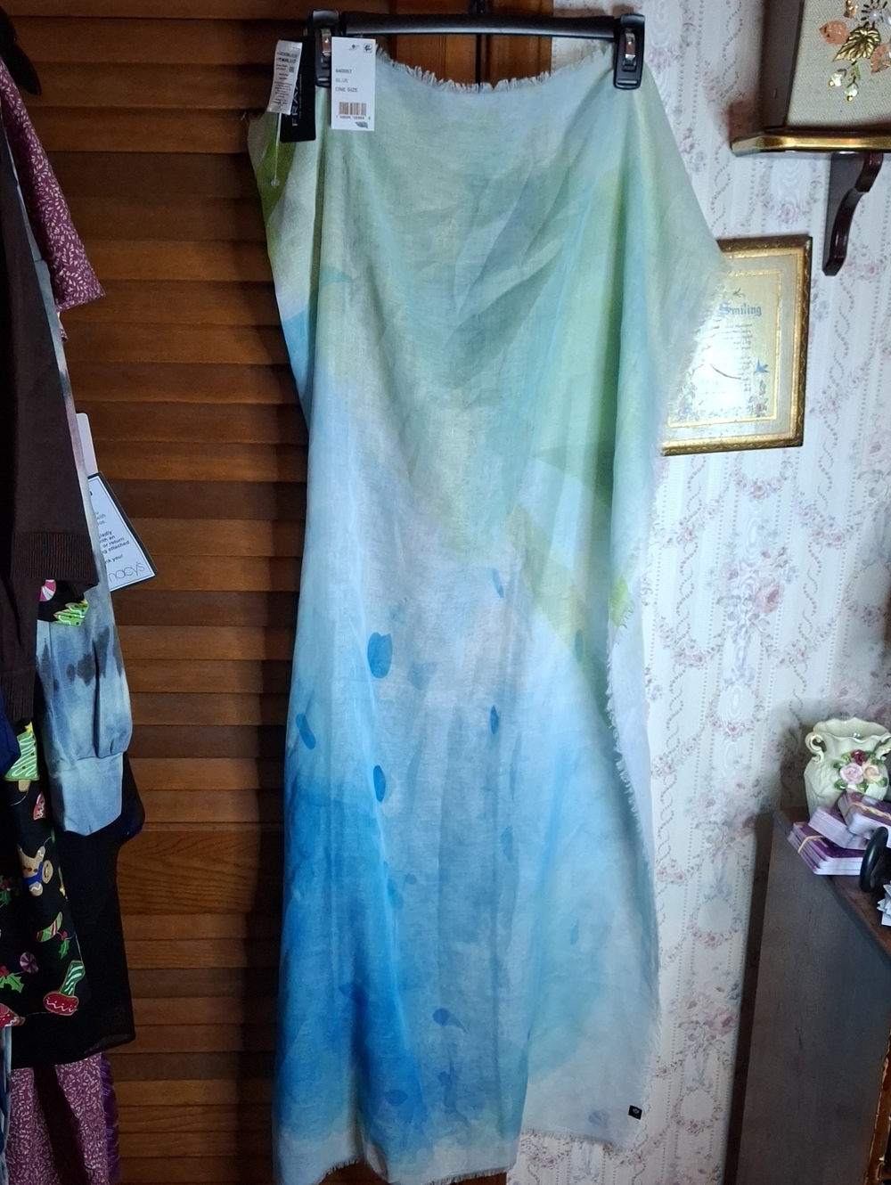Fraas Blue Green Ombre 48" Sheery Scarf New Tags